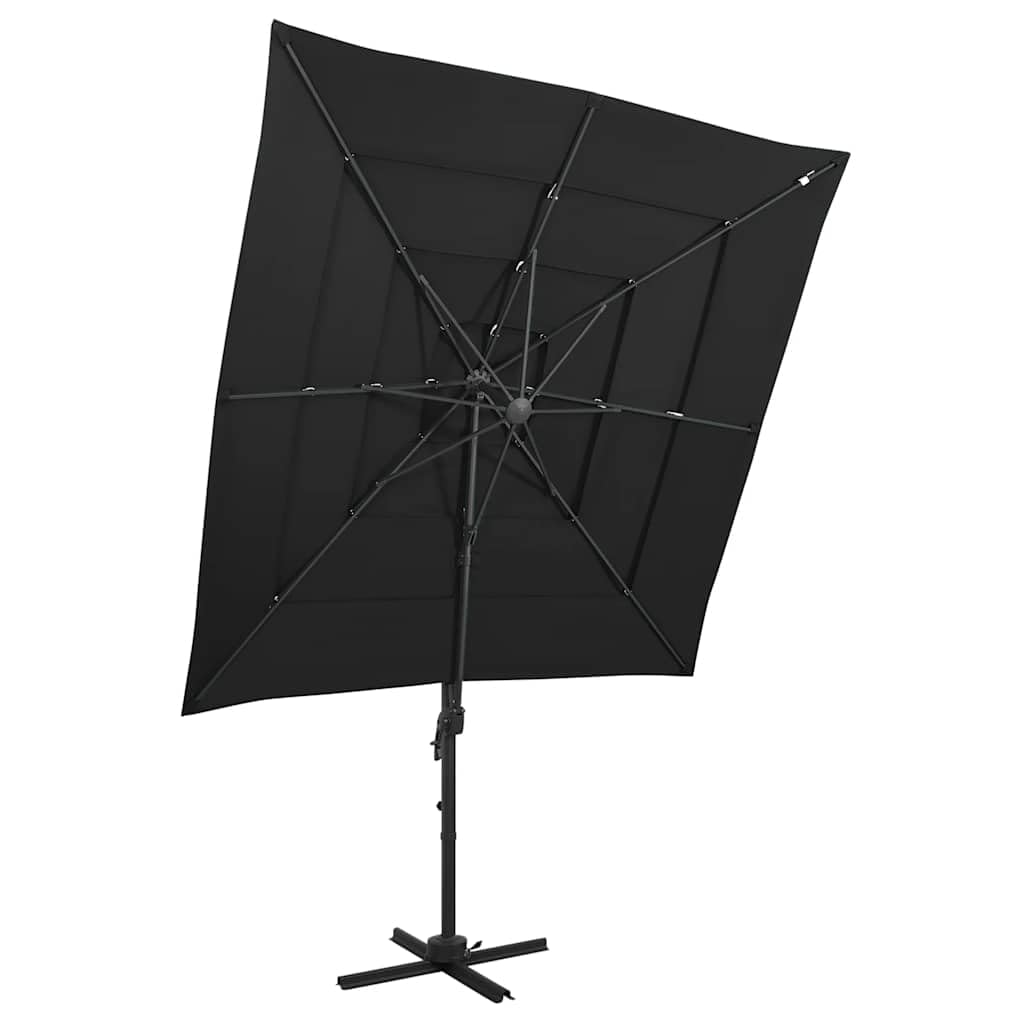 4-poziomowy parasol ogrodowy, czarny aluminium 250x250 cm