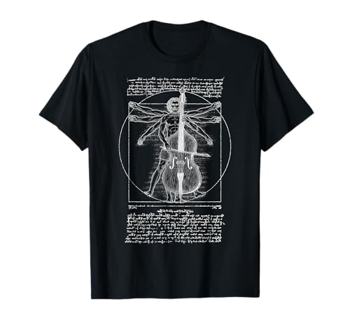Contrebasse Bassiste Vitruvian Man Leonardo Da Vinci Musicien T-Shirt