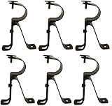 Curtain Rod Brackets - Black (Set of 6) -Adjustable (Also known as - Curtain rod Holder / Bracket for Drapery rod / Window Drapery rod bracket set for Draperies / adjustable curtain rod brackets)