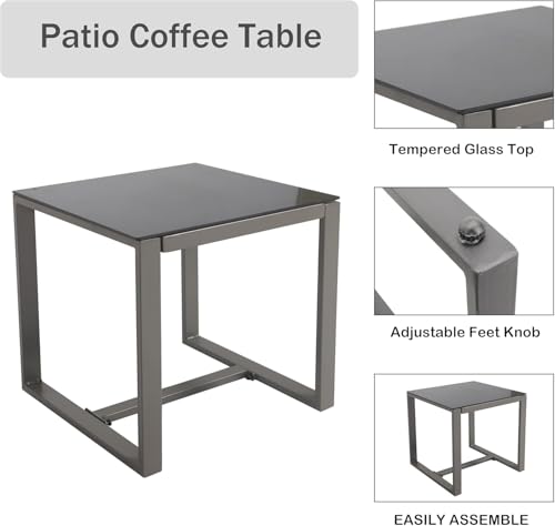 Image of LOKATSE HOME Patio Conversation Bistro Set 5 Pieces Outdoor PE Wicker Rattan Sofa Furniture Cushioned Chairs and Ottomans with Tempered Glass Coffee Table for Backyard, Garden, Porch