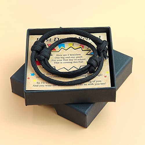 Image of First Day Of School Bracelet, Matching Mommy And Me Mother Son Daughter Paracord Back To School Bracelets Wish Gift for Mom Boys Dad Girls Jewelry