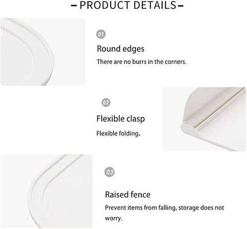 Miniatura 5 de Estante plegable para baño, 2 piezas, para baño, toalla de pared, herramienta práctica, sin perforaciones, para dormitorio, mesita de noche, soporte