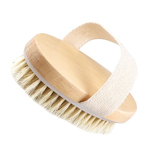 FRCOLOR Medium Stiffness Natural Bristle Bath Brush Wooden Handleless Body Spa Brush Hand Band for Dead Skin Removal and Function