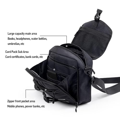 Unisex Shoulder Bag, Large Capacity Spacious Messenger Bag for College Office Traveling for Men & Women(Black)2