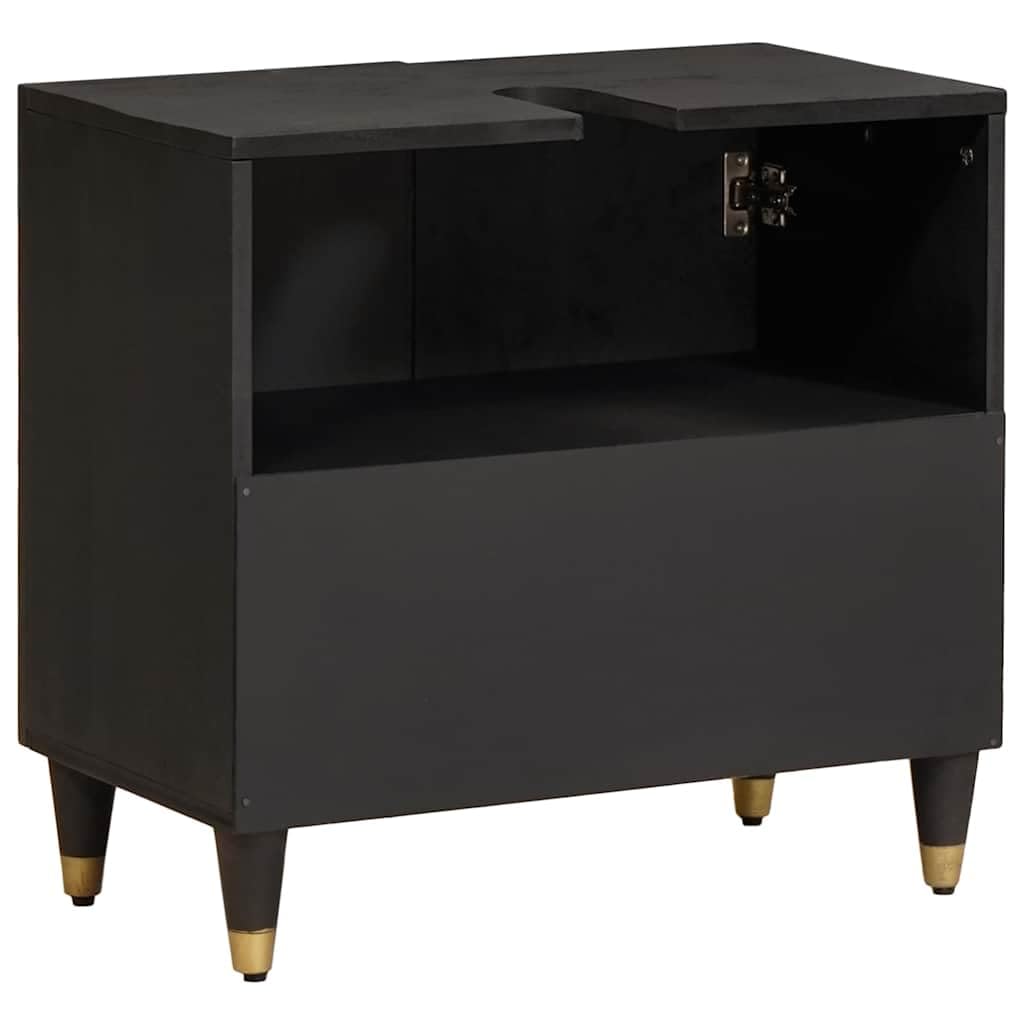 SYDE Mobile da lavabo nero, 62 x 33 x 58 cm, in legno di mango massiccio
