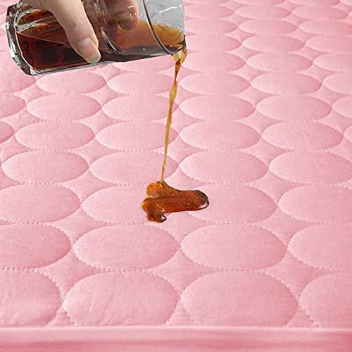 Biloban Crib Mattress Protector 2 Pack, Waterproof, Quilted, Absorbent, Noiseless, 52" x 28" Pink