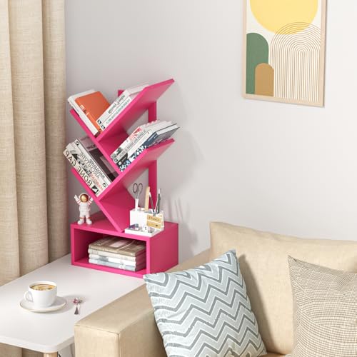 SHEEPAM 5 Tier Tree Book Case Small Bookshelf with Shelf - image 3