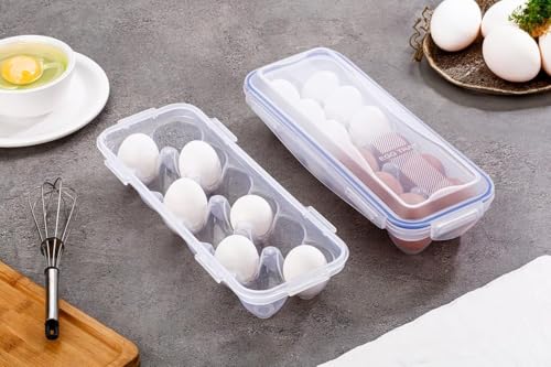 Image of Stewit Plastic Egg Tray for Fridge - Space-Saving Storage Box for 12 Eggs | Sturdy & Stylish Egg Organizer (12 Grid,Transparent)