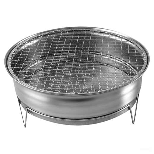 Estufa de carbón de acero inoxidable portátil, para barbacoa multiusos y preparación de té, desmontable con asas resistentes al calor para uso en exteriores (A)