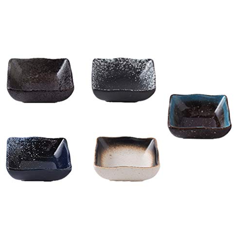 Luxshiny 5pezzi Piatti in Ceramica Per Sushi e Snack Vassoio Per Condimenti Per Servire Contorni e Spuntini in Stile Giapponese
