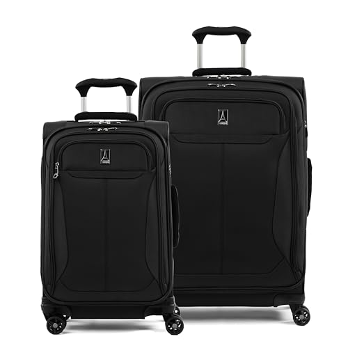 Image of Travelpro Tourlite Softside 2-Piece Set, Expandable Luggage, 4 Spinner Wheels, Lightweight Suitcase, 21 inch Carry-On, 25 inch Checked Medium, Black
