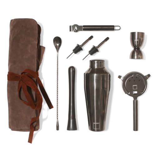 Set di 8 pezzi Cocktail Shaker Custodia arrotolata, Accessori per...