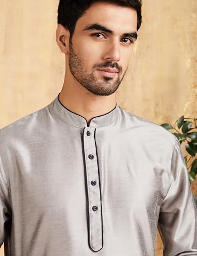 Image of Amazon Brand - Symbol Men Festive Solid Long Kurta (Regular Fit)