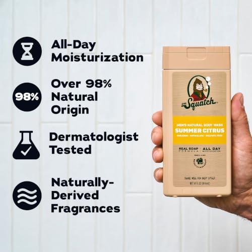 Dr. Squatch Natural Men's Body Wash Shower Gel - Cleansing, Nourishing, Long Lasting Scent, Moisturizing Body Wash for Men - Coastal Mist + Summer Citrus (14 oz, 2-Pack) - image 4