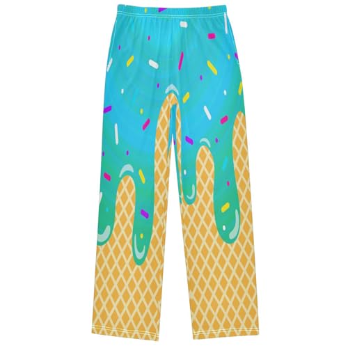 Boy's Pants Cute Ice Cream Jogger Pants Elastic Waist Long Bottoms Trousers with Pockets 6-14 Years