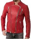 HIDE CRAFTS Red Leather Mens Rider Jacket Fashion Jacket (US, Alpha, Large, Regular, Regular, Red)