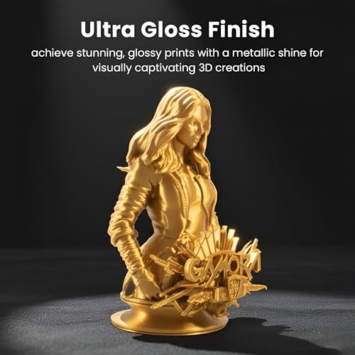 Image of Silk PLA Filament 1.75mm Gold 1KG, Metallic Shine High Gloss Finish Perfectly Wound, Accuracy + /-0.02mm 3D Printer Filament Vacuum Packaging