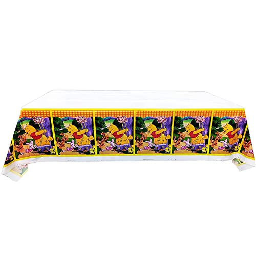 1pcs Pooh Bear Tablecloth Disposable Tablecover Birthday Party Supplies and Decorations for Kid Boy Baby Shower Rectangle