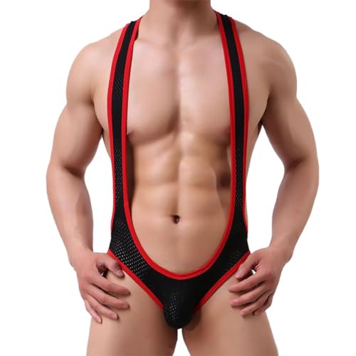 NewBull Mens Jockstrap Leotard Underwear Jumpsuits Wrestling Singlet Stretch Thong Bodysuit Comfy Touch Sexy One-Piece