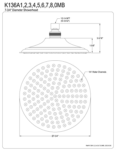 Kingston Brass K136A2 Designer Trimscape Showerscape 8" Round Shower Head, Polished Brass #TOP4