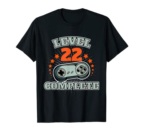 Nivel 22 Completa Gamer 22 Aniversario Cumpleaños Juegos Camiseta