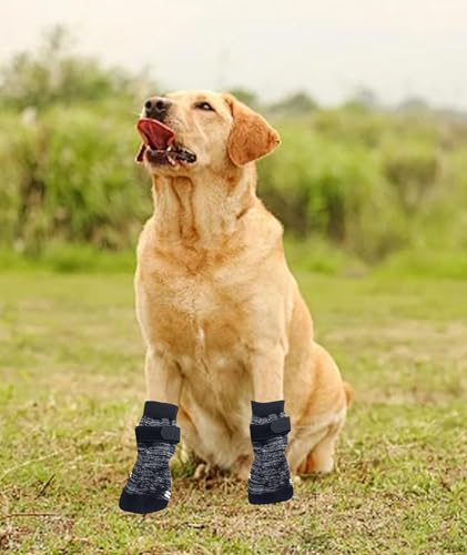 Image of 4PCS Dog Shoes, Dog Socks, Socks for Senior with Joint Support, Gradient Grey Anti-Slip Design, Dotted Grip Pattern, Indoor Stability Assistance for Elderly Pets