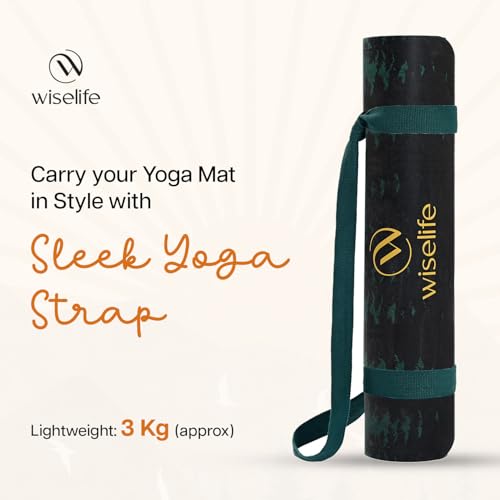 Image of WiseLife PU Natural Rubber Yoga Mat | XL & Extra Wide | Anti-Skid & Slip-Resistant | with Carry Strap - Perfect for Yoga & Workouts (Arabian-Morning)