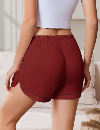 Image of Ekouaer Pajama Shorts Women Soft Sleep Shorts Casual Lounge Shorts Cute High Waist Pajama Bottom Comfy Split Side Pj Bottom