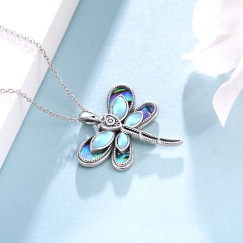 Moonstone Dragonfly Necklace for Women 925 Sterling Silver Dragonfly Pendant Necklaces Moonstone Jewelry Gifts for Women3