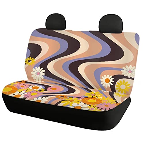 Image of Modysero Flower Print Car Seat Cover Full Set Novelty Soft Elastic All Season Automotive Seat Cover for Women Universal Auto Seat Cover Accessories Fit Most Cars Vehicles