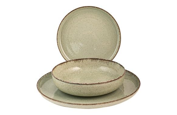 SERVIZIO DA 12 PEZZI COMPLETO: Include 4 piatti piani (Ø 27 cm), 4 piatti fondi e 4 piatti da frutta (Ø 19 cm) – perfetto per apparecchiare con stile fino a 4 persone.
