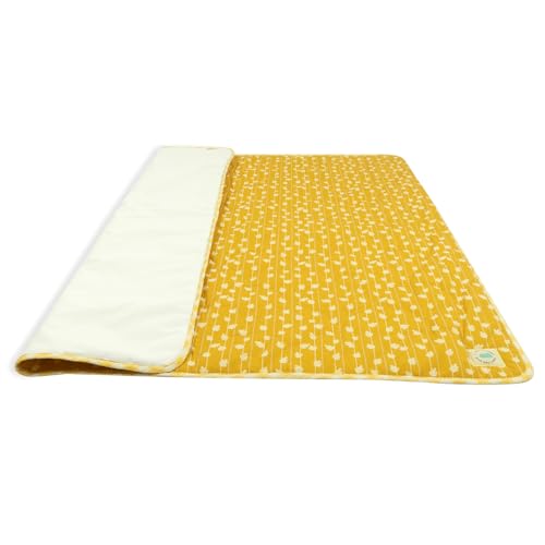 Image of TIDY SLEEP Waterproof Baby Messy Mat | Multipurpose Splash Mat for Under High Chair, Art & Craft, Feeding, Playtime | Anti-Slip, Easy Clean, Foldable | 95x95 cm | Golden Petals