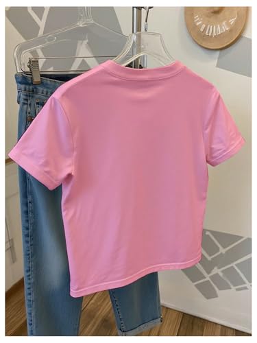 Women's Beaded Sequin Bowknot T Shirt Short Sleeve Crewneck Trendy Tee Top Y2k Tops2