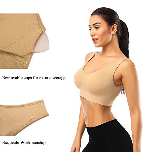 Bestena Sports Bras For Women, 3 Pack Seamless Comfortable Yoga Bra With Removable Pads #TOP3