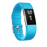 POY Replacement Bands Compatible for Fitbit Charge 2, Classic & Special Edition Sport Wristbands, Small Cerulean, 1PC