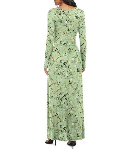 Image of LILBETTER Women Long Sleeve Deep V Neck Loose Plain Long Maxi Casual Dress