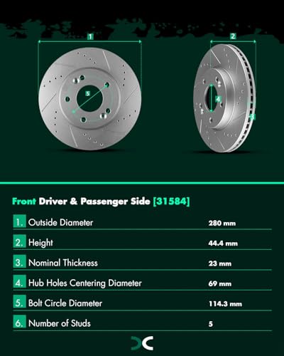 Image of SCITOO Front Brake Kits Drill & Slotted Brakes Rotor Brake Pads:31584;D1595