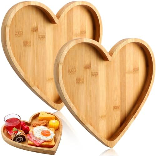 Teling 2 Pcs Heart Shaped Serving Tray Valentine's Day Serving Pl...