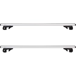 Baca Para Ford Fiesta Amazon Basics - Baca de coche, 132.1 cm, de 98 a 116.8 cm, ancho de 2 raíles elevados con espacio sobre el techo, Paquete de 2, Aluminio