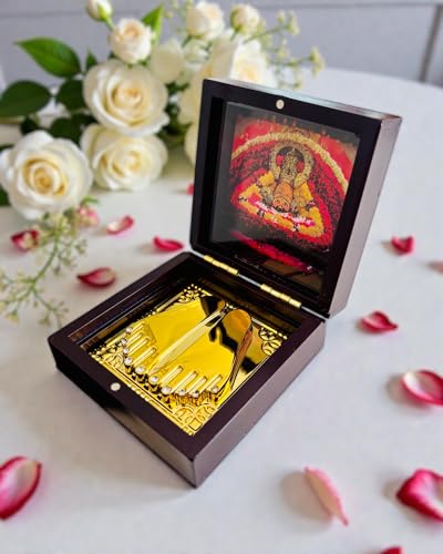 Image of Khatu Shyam Ji Golden Charan Paduka Foldable Mandir | Mini Puja Mandir for Home, Office & Car | Auspicious Spiritual Gift | Religious Gift for Mom & Dad (Khatu Shyam Ji)