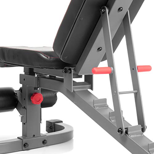 XMark Commercial Flat Incline Decline Weight Bench, 1500 lb Capacity, 7 Back Pad Adjustments From Decline To Military Press, Ergonomic 3 Position Adjustable Seat, and Built In Transport Wheels