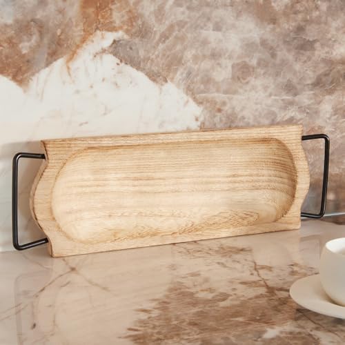Plateau rectangulaire rustique bois pour table basse et salon - 5