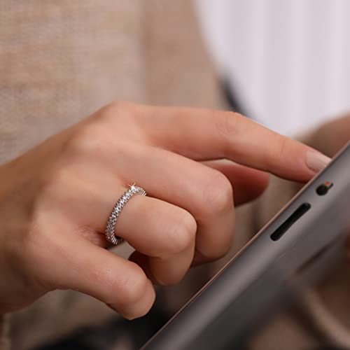 Genuine Solid 925 Sterling Silver All-Around Eternity Band Ring 2.8 mm set with Round Brilliant Cut Simulated Diamond Infinite Elements Cubic Zirconia Clear Cz3