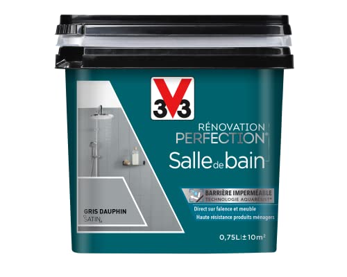 V33 Peinture de rénovation salle de bain, Rénovation perfection Gris dauphin satin 750ml