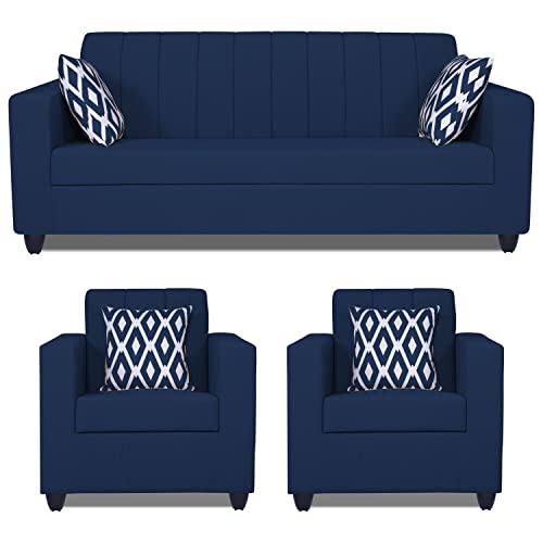 Image of Adorn India Rio HighBack 3+1+1 5 Seater Sofa Set (Blue) (3 Year Warranty)