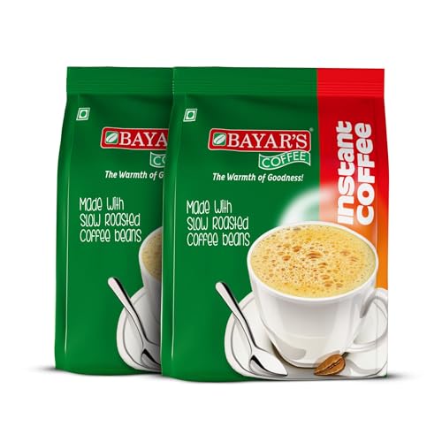 Image of Bayar's Coffee Instant Coffee Powder 200g | Authentic Blend with 70% Coffee & 30% Chicory | Freshly Slow Roasted for Rich Aroma & Taste - Pack of 2