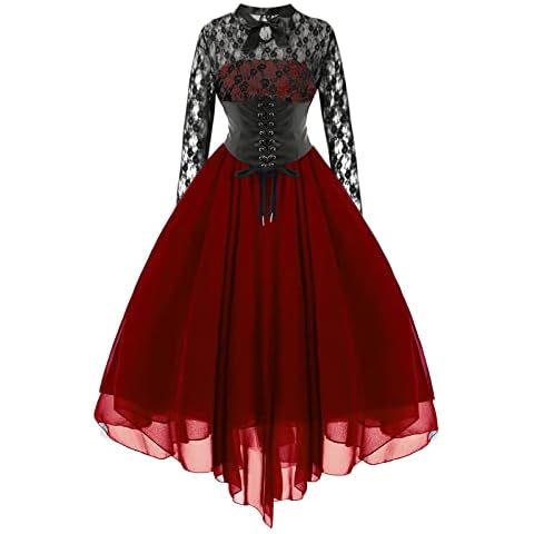 AMhomely Gothic Lace Chiffon Midi Dress Cover