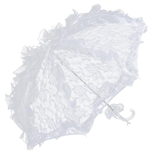 VON LILIENFELD Parapluie de mariage en dentelle automatique Désirée Noir I Blanc, Blanc, 72/82, Parapluie
