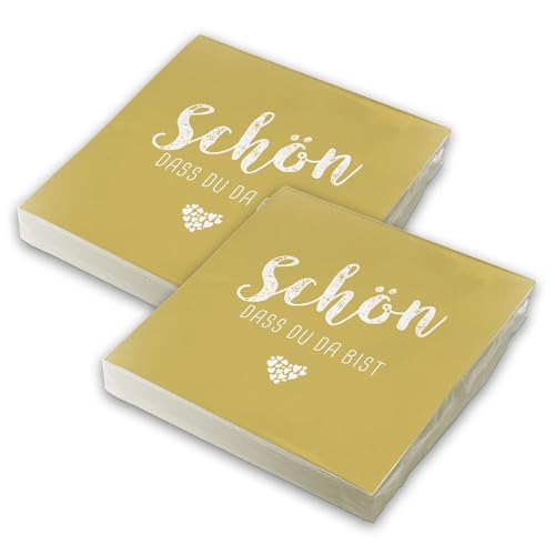 Itenga Servietten Schön dass du da bist currygelb