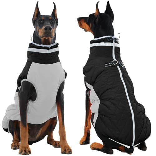 Image of Dog Winter Jacket Cozy Reflective Waterproof Windproof Warm Pet Garment,Comfortable Cold Weather Fleece Apparel Outfits with Zipper Closure for Small Medium Large Dogs Puppy Walking,XXX-Large